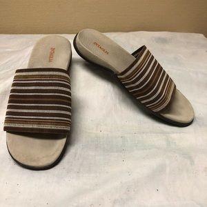 Intaglia Women’s brown striped slip on sandals